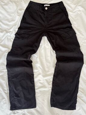 Zara Black Straight-Leg Cargo Trousers